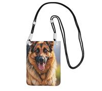 Cell Phone Sleeve Pouch Case Bag For Women, Cell Phone Purse Wallet Bag With Black Shoulder Strap Running German Shepherd Dog Travel Pouch