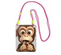 Cell Phone Sleeve Pouch Case Bag For Women, Cell Phone Purse Wallet Bag With Fuchusia Shoulder Strap The Silent Monkey Travel Pouch