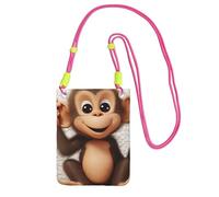 Cell Phone Sleeve Pouch Case Bag For Women, Cell Phone Purse Wallet Bag With Fuchusia Shoulder Strap Cute Monkey Travel Pouch