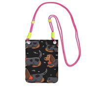 Cell Phone Sleeve Pouch Case Bag For Women, Cell Phone Purse Wallet Bag With Fuchusia Shoulder Strap I Love My Dog Dachshunds Travel Pouch