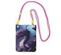 Cell Phone Sleeve Pouch Case Bag For Women, Cell Phone Purse Wallet Bag With Fuchusia Shoulder Strap Purple Dragon Purple Moon Travel Pouch