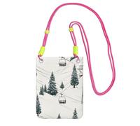 Cell Phone Sleeve Pouch Case Bag For Women, Cell Phone Purse Wallet Bag With Fuchusia Shoulder Strap Ski Lift With Fir Tree Travel Pouch