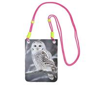 Cell Phone Sleeve Pouch Case Bag For Women, Cell Phone Purse Wallet Bag With Fuchusia Shoulder Strap Winter White Owl Travel Pouch
