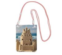 Cell Phone Sleeve Pouch Case Bag For Women, Cell Phone Purse Wallet Bag With Pink Shoulder Strap Building A Sandcastle Travel Pouch