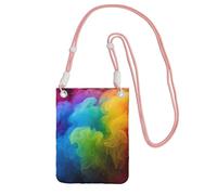 Cell Phone Sleeve Pouch Case Bag For Women, Cell Phone Purse Wallet Bag With Pink Shoulder Strap Rainbow Smoke Travel Pouch