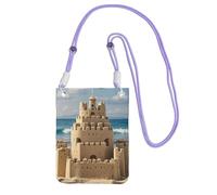 Cell Phone Sleeve Pouch Case Bag For Women, Cell Phone Purse Wallet Bag With Purple Shoulder Strap Building A Sandcastle Travel Pouch
