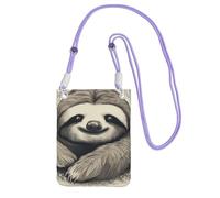 Cell Phone Sleeve Pouch Case Bag For Women, Cell Phone Purse Wallet Bag With Purple Shoulder Strap Sloth My Spirit Animal Travel Pouch