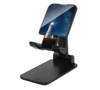 Cell Phone Stand Adjustable Lighthouse Under Starry Night Phone Holder for Desk Compatible with 4.0-8.0 Inch Smartphones Foldable Mobile Stand 0-135° Tilt Portable Office Desktop Accessories Decor