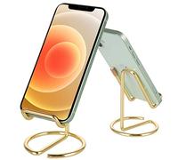 Cell Phone Stand for Desk,Cute Metal Gold Cell Phone Stand Holder for Desk,Compatible with All Mobile Phones,iPhone,Switch,iPad