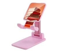 Cell Phone Stand for Desk Office Foldable Mobile Phone Holder Adjustable Cellphone Stand Orange Stack of Books Phone Stand Portable Non-Slip Desktop Smartphone Holder Compatible with All Cellphone