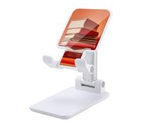 Cell Phone Stand for Desk Office Foldable Mobile Phone Holder Adjustable Cellphone Stand Orange Stack of Books Phone Stand Portable Non-Slip Desktop Smartphone Holder Compatible with All Cellphone