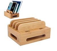 Cell Phone Tablet Stand, Bamboo Charging Station Desktop Charging Dock Holder for All Android Smartphone Phone 11 Pro Xs Xs Max Xr X 8 7 6 6s Plus 5 5s 5c Charging