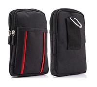Cell Phone Waist Belt Bag Men, Smartphone Belt Clip Pouch Black, Universal Zipper Cellphone Belt Clip Holster Small Carrying Casr Fanny Pack Wallet Pocket Vertical Mobile Loop Holster with Carabiner