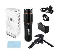 Cell Phone Zoom Lens, Phone Camera Lens Telephoto Lens with Clamp Eye Mask Lens Cloth Handheld Stand 25X Magnification 18mm Eyepiece 25mm Objective Len for Capturing Vivid