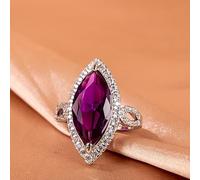 Cellacity Classic Silver 925 Rings With 10 * 20mm Big Amethyst Gemstone Horse Eye Zircon Lady Fine Jewelry Women Party Wholesale