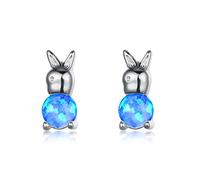 Cellacity Lovely Cute Rabbit 925 Jewelry Gemstones Earrings For Women White Blue Opal Ear Studs Rose Color Party