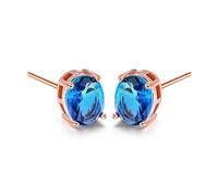 Cellacity Simple 925 Jewelry Oval Shaped Gemstones Earrings For Women Classic Ear Studs Rose Color