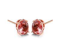 Cellacity Simple 925 Jewelry Oval Shaped Gemstones Earrings For Women Classic Ear Studs Rose Color