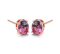Cellacity Simple 925 Jewelry Oval Shaped Gemstones Earrings For Women Classic Ear Studs Rose Color