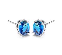 Cellacity Simple 925 Jewelry Oval Shaped Gemstones Earrings For Women Classic Ear Studs Rose Color