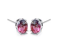 Cellacity Simple 925 Jewelry Oval Shaped Gemstones Earrings For Women Classic Ear Studs Rose Color