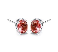 Cellacity Simple 925 Jewelry Oval Shaped Gemstones Earrings For Women Classic Ear Studs Rose Color
