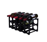 CellarStak 12/15 Bottle Black Plastic Wine Rack - Standard Wine Bottle Storage