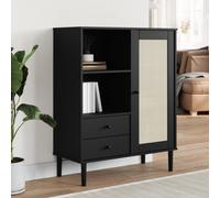 celle pinewood highboard with 1 door 2 drawers in black
