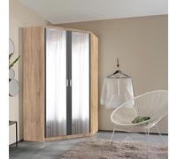 Celle Wardrobe - 117cm - 2 Door Corner - Mirror - Sonoma Oak & Metallic Dark Grey