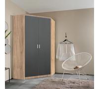 Celle Wardrobe - 117cm - 2 Door Corner - Sonoma Oak & Metallic Dark Grey