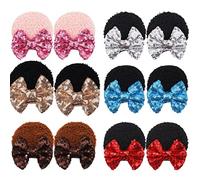 CellElection 12 PCS Sequin Mouse Ears Hair Clips Glitter Hair Bows Cute Mice Ears Hair Clips Barrettes for Women Girls Hair Accessories for Costume Party Favor Halloween Christmas Decoration