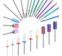 Cellentool 25Pcs Nail Drill Bits Set, 3/32 Inch Tungsten Ceramic Diamond Carbide Nail Drill Bits for Acrylic Gel Polish, Cuticle Efile Remover for Manicure Pedicure