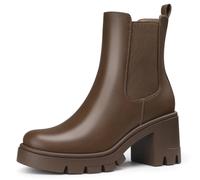 CELLENZ Women Chelsea Ankle Boots: 2.9 Inch Comfortable Platform Boot, Light Brown Pu, 7 UK