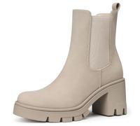 CELLENZ Women Chelsea Ankle Boots: 2.9 Inch Comfortable Platform Boot, Nude Suede, 4 UK