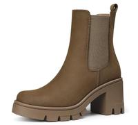 CELLENZ Women Chelsea Ankle Boots: 2.9 Inch Comfortable Platform Boot, Tan Suede, 9 UK