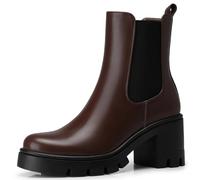 CELLENZ Women Chelsea Ankle Boots: 2.91 In Chunky Heels, Fashion Platform Short Boots, 2025 Fall Winter Booties for Night out, Work, Office, Company, Business, Weekend, Trip, Vacation, Travel, Brown