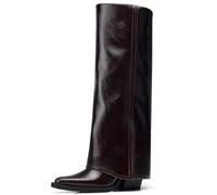 CELLENZ Women Knee High Boots: 3 Inch Fashion Pointed Toe Fold Over Boots | Comfortable All Day Wide Calf Tall Boot - Fashion Chunky Leather Long Boots for Fall Winter Outing Commute Party Trip