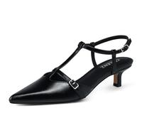 CELLENZ Women Low Heel Pumps: 2 Inch Comfortable Kitten Heels, Office Formal Dinner Dress Shoes, Ankle Strappy Slingback Pumps, Sexy Night Prom Dance Shoes, 50 Black Pu, 4.5 UK