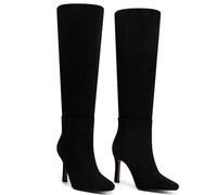 CELLENZ Womens Knee High Boots: 3.54 In Stiletto Heel, Wide Calf Tall Boots, 2025 Fall Fashion Trendy Heel Boot for Party, Night out, Date, Dancing, Black Suede, 4 UK