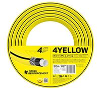 CELLFAST Yellow Garden Hose, 4-Ply 20 Bar, 1/2 Inch, 20 m | Lightweight, durable, cross braid, UV and algae resistant, warp-resistant, REACH technology, -10/+50°C