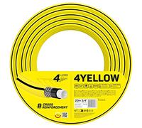 Cellfast Yellow Garden Hose, Lightweight, Heavy Duty, 4-Ply, Durable Cross Braid, UV and Algae Resistant, Torsion Resistance, Reach Technology, 20 Bar, -10/+50° Closure: 3/4 Inch, 20 m
