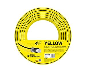 Cellfast Yellow Garden Hose, Lightweight, Heavy Duty, 4-Ply, Durable Cross Braid, UV and Algae Resistant, Torsion Resistance, Reach Technology, 20 Bar, -10/+50° Closure: 3/4 Inch, 30 m