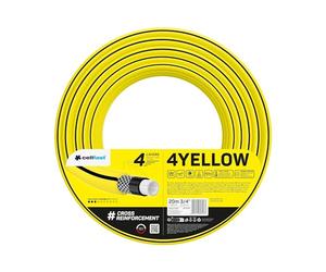 Cellfast Yellow Garden Hose, Lightweight, Heavy Duty, 4-Ply, Durable Cross Braid, UV and Algae Resistant, Torsion Resistance, Reach Technology, 20 Bar, -10/+50° Closure: 3/4 Inch, 20 m