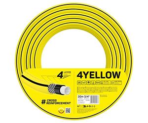 Cellfast Yellow Garden Hose, Lightweight, Heavy Duty, 4-Ply, Durable Cross Braid, UV and Algae Resistant, Torsion Resistance, Reach Technology, 20 Bar, -10/+50° Closure: 3/4 Inch, 20 m