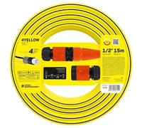 Cellfast Yellow Garden Hose Set, Lightweight, Durable, 4-Ply Sprinkler, UV and Algae Resistant, Torsion Resistance, Reach Technology, 20 Bar, -10/+50° Closure: 1/2 Inch, 15 m