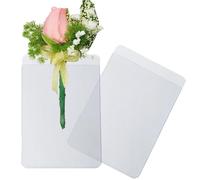 CELLIFEZY 30pcs Pocket Boutonniere Plastic Sleeve, Clear Square Flower Sleeve, No Pin Required Pouch Holder, Unisex, Modern Style, Clasp-Free, 30 Count, White, Boutonniere Holder