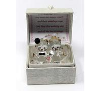 CELLINI Crystal glass Wedding Teddy Bears Congratulation on your wedding box Poem gift