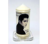 Cellini Personalised Candle Card Gift Elvis Image for Wife s Anniversary, Birthdays or Any Special Occasion!