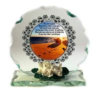 Cellini Plaques Beautiful Cut Glass Round Plaque Footprints in The Sand Poem Christian Gift.