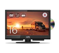 Cello 12 Volt 16 inch LED TV Made in the UK 2024 with Built-in DVD Freeview Play Freesat and Pitch Perfect Speakers Compact Screen for Campervans Motorhomes HGVs and Boats